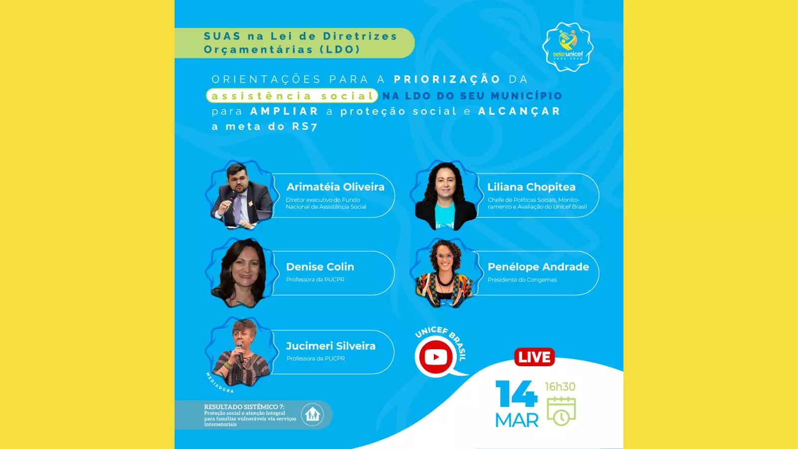 Selo Unicef/ LIVE: A priorização da assistência social na LDO do seu município para ampliar a proteção social e alcançar a meta do RS7